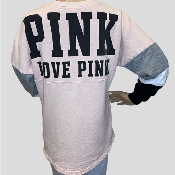 PINK Victoria's Secret Long-Sleeved Lightweight Sweatshirt LOVE PINK Top Size XS - Picture 3 of 4